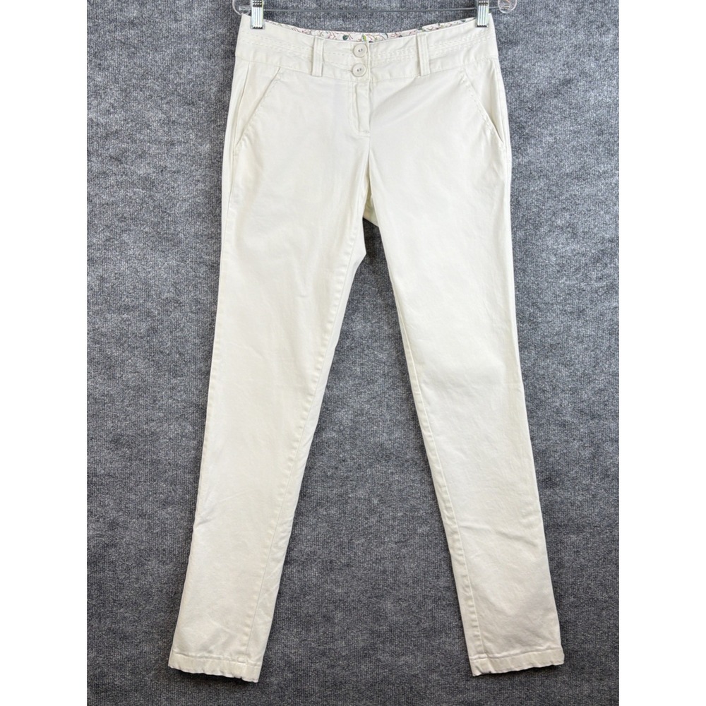 Lands' End Women's Pants Size 4 Cream Slim Stretch Cotton Casual